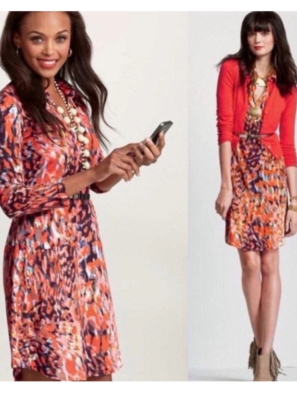CAbi #374 Abstract Watercolor Jersey Shirt Dress.  Size XS